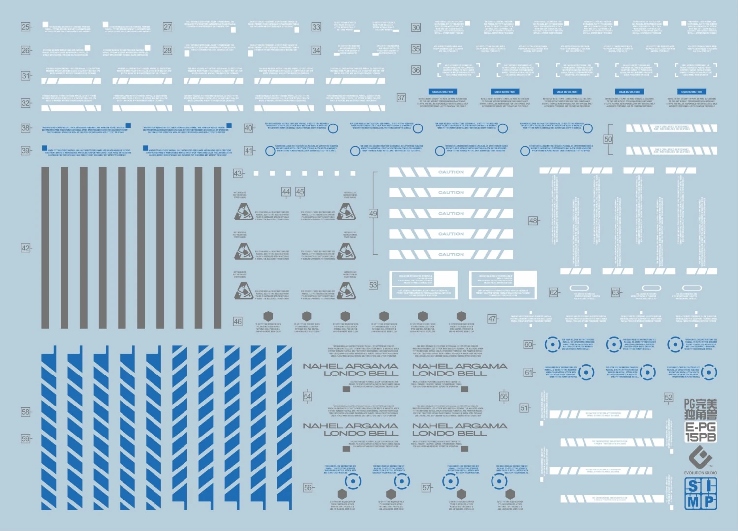 D21 PG Unicorn Gundam (Blue) Perfectibility & Divine Expansion Set Decal Sheet - Image 5