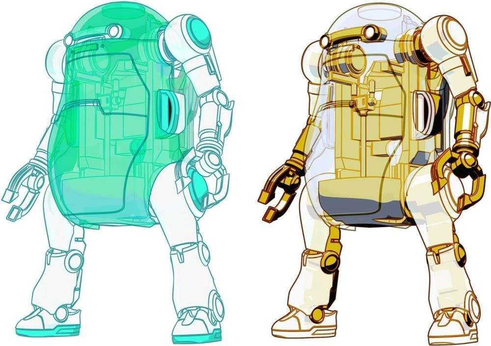 35 Mechatro WeGo Robots Cream Soda & Crystal Gold Model Kit Set - Image 2